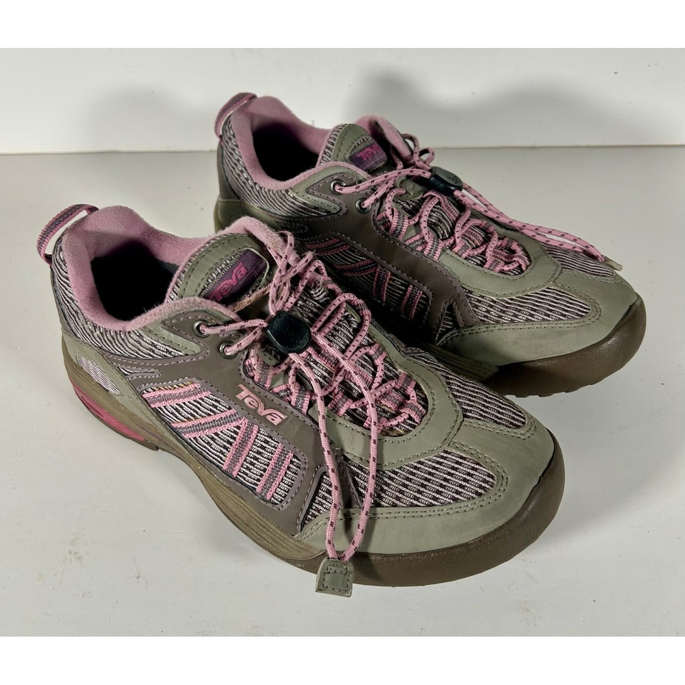 Teva Kids 4065 Grey Pink Waterproof Bungee Lace Hiking Shoes Sneakers Size 3Y